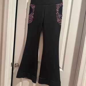 Black Flare Pants with Patterned Accents